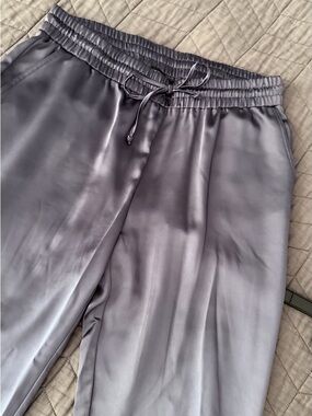 The Limited Silky Satin Drawstring Jogger Pants - Steel Gray
